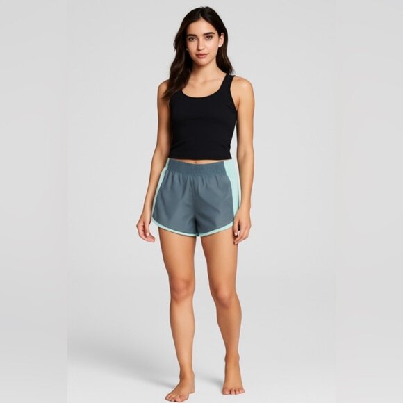 Victoria’s Secret PINK XS Athletic Shorts Gray Teal Glitter Mesh Trim - Picture 1 of 11